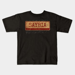Aliska text red gold, retro Saybia text red Kids T-Shirt